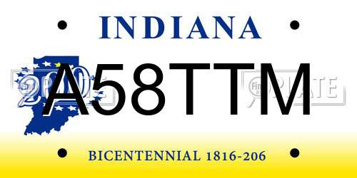 A58TTM Indiana License Plate