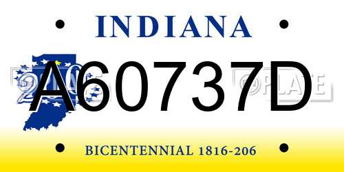 A60737D Indiana License Plate