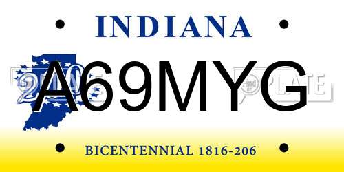 A69MYG Indiana License Plate