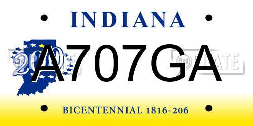 A707GA Indiana License Plate