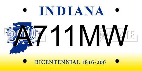 A711MW Indiana License Plate