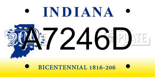 A7246D Indiana License Plate