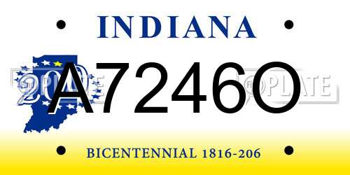 A7246O Indiana License Plate