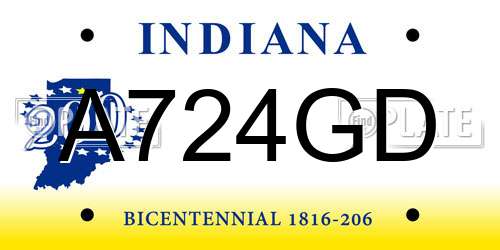 A724GD Indiana License Plate