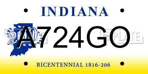A724GO Indiana License Plate