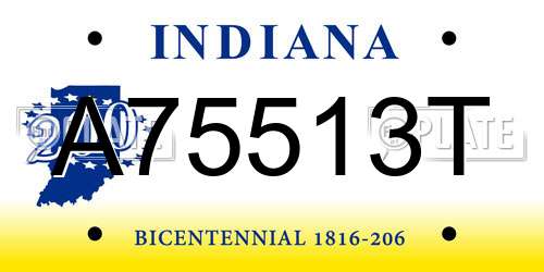 A75513T Indiana License Plate
