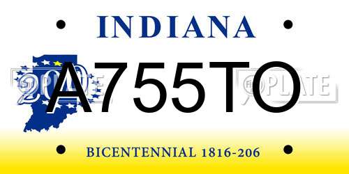 A755TO Indiana License Plate