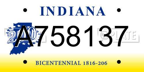 A758137 Indiana License Plate