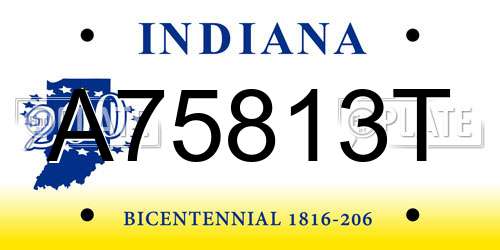 A75813T Indiana License Plate