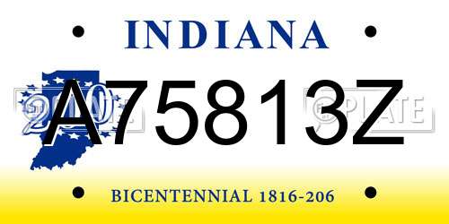 A75813Z Indiana License Plate