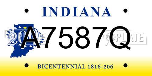 A7587Q Indiana License Plate