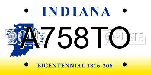 A758TO Indiana License Plate
