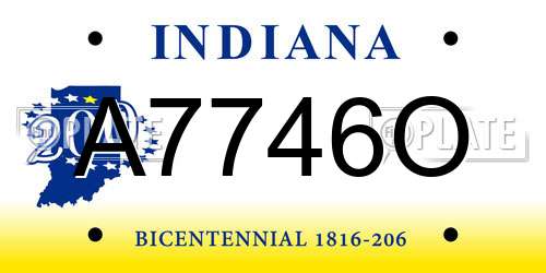 A7746O Indiana License Plate