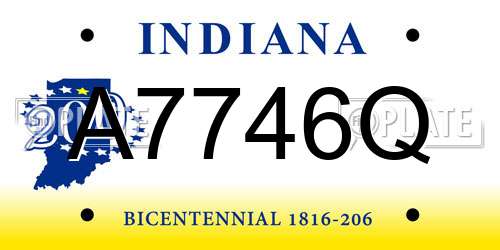 A7746Q Indiana License Plate