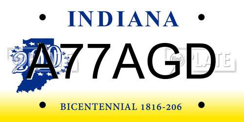 A77AGD Indiana License Plate