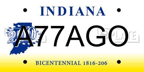 A77AGO Indiana License Plate
