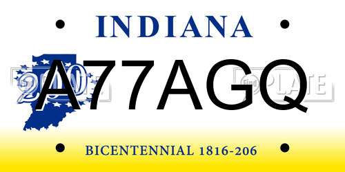 A77AGQ Indiana License Plate