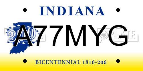 A77MYG Indiana License Plate