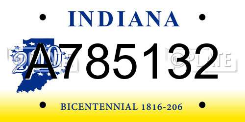 A785132 Indiana License Plate