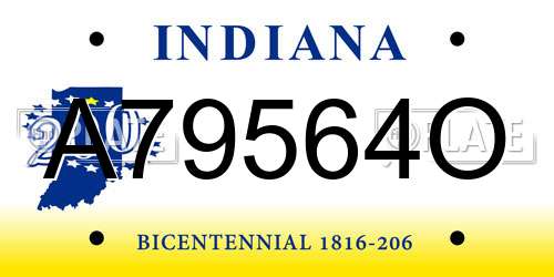 A79564O Indiana License Plate