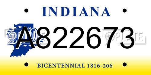 A822673 Indiana License Plate