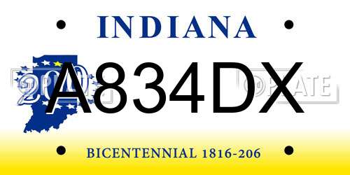 A834DX Indiana License Plate