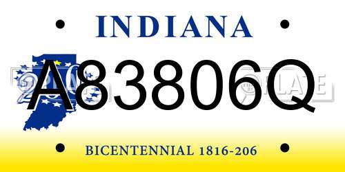 A83806Q Indiana License Plate