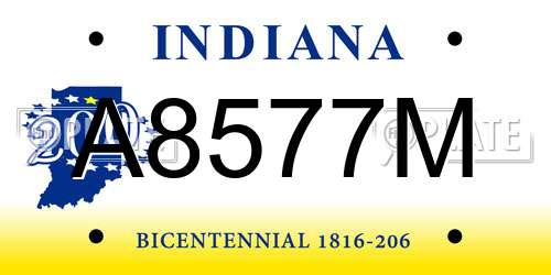 A8577M Indiana License Plate