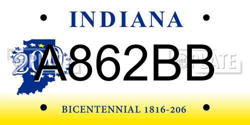 A862BB Indiana License Plate