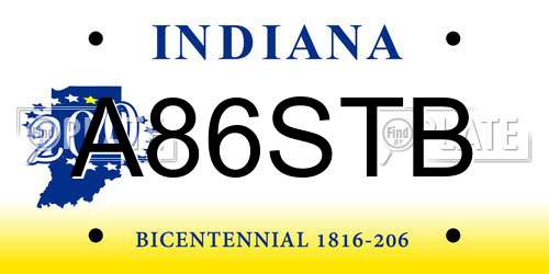 A86STB Indiana License Plate