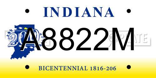 A8822M Indiana License Plate