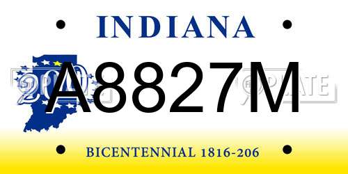 A8827M Indiana License Plate