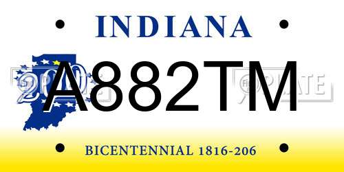 A882TM Indiana License Plate