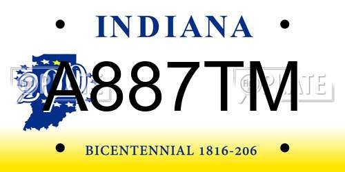 A887TM Indiana License Plate