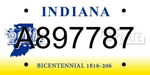 A897787 Indiana License Plate