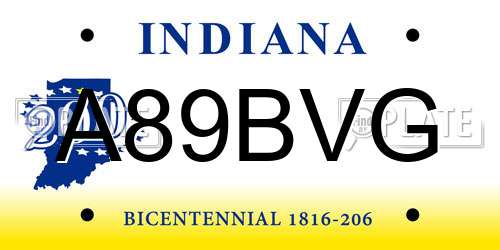 A89BVG Indiana License Plate