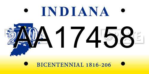 AA17458 Indiana License Plate