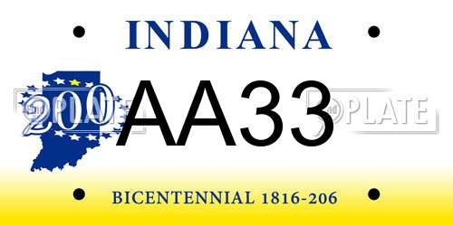 AA33 Indiana License Plate