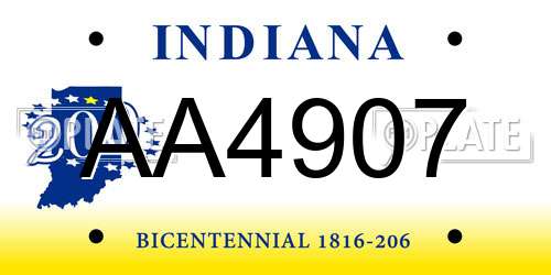 AA4907 Indiana License Plate