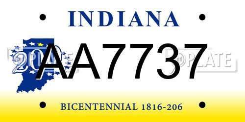 AA7737 Indiana License Plate