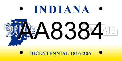 AA8384 Indiana License Plate