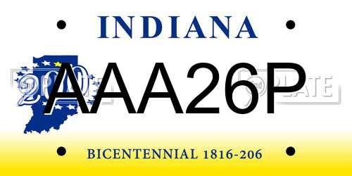 AAA26P Indiana License Plate