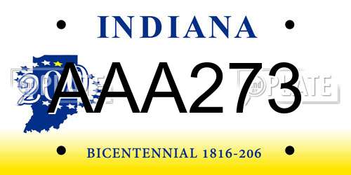 AAA273 Indiana License Plate