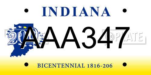 AAA347 Indiana License Plate