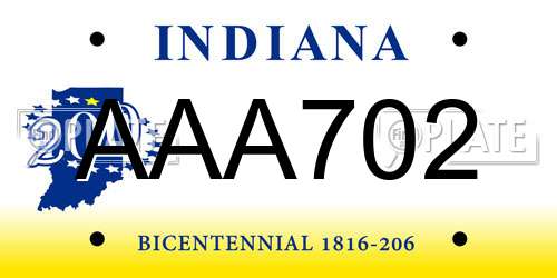 AAA702 Indiana License Plate