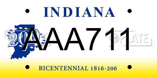 AAA711 Indiana License Plate