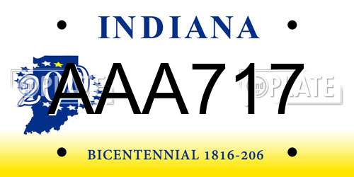 AAA717 Indiana License Plate