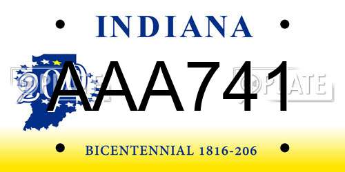 AAA741 Indiana License Plate