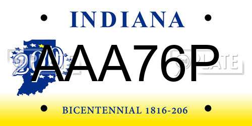 AAA76P Indiana License Plate