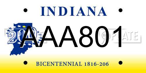 AAA801 Indiana License Plate